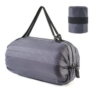 SRZ Foldable Shopping Bag with Zipper Picnic Snacks bag Shoulder Hand Bag Grocery bag Picnic Bag Nylon Waterproof ( GREY - Pack of 1 )