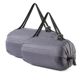 SRZ Foldable Shopping Bag with Zipper Picnic Snacks bag Shoulder Hand Bag Grocery bag Picnic Bag Nylon Waterproof ( GREY - PACK OF 2)