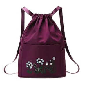 SRZ Multiuse Folding Bag, Travel Bag, College Bag, Trendy Waterproof Stylish Backpack, Lightweight Polyester Drawstring Bag for Girls Women, Duffle Bag ( MAROON ) - Purple