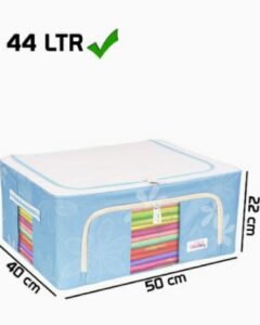 SRZ Storage Box Organiser with Steel Frames for Clothes Saree Blankets Winter ware storage in Wardrobes, Almirah, Cupboard, Closet, Cabinets, Wardrobe 44 Ltr