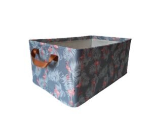 SRZ Wardrobe Cupboard Organiser Storage Box for Clothes Jeans Sarees Toys, Double Layer Cloth with Steel Frame 48x30x20 cms (26 Litres) (Grey Flemingo,Pack Of 02)