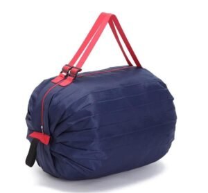 SRZ Foldable Shopping Bag with Zipper Picnic bag Hand Bag Grocery bag Picnic Bag Nylon Waterproof ( NAVY BLUE - Pack of 1)