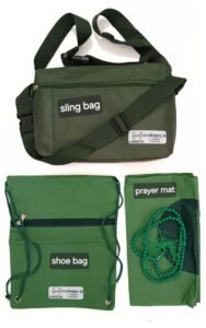SRZ 4 in 1 Hajj Kit Shoulder Bag, Musallah Janamaz (Prayer Mat), Tasbeeh (Prayer Beads) & Small Bag Hajj Essentials, Umrah Kit