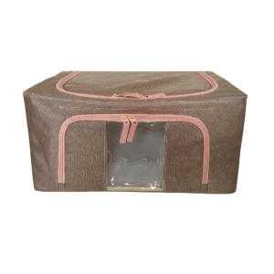 SRZ Clothes Storage Organiser, Wardrobe Clothes Organizer, Storage Box for Clothes, Steel Frame, Stitched Handles, Foldable (40x30x20 cms, 24 Liter - PACK of 1, BROWN)