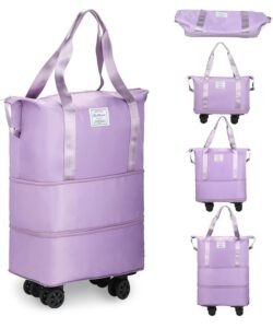 SRZ Travel Duffle Bag with Wheels Expandable, Foldable, Waterproof, 360 deg Detachable Wheels, Ideal for Travel, Weekend Trips, Shopping (LAVENDER)