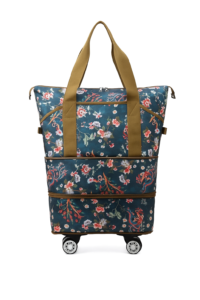 SRZ Travel Duffle Bag with Wheels Expandable, Foldable, Waterproof, 360 deg Detachable Wheels, Ideal for Travel, Weekend Trips, Shopping ( FLOWERS )