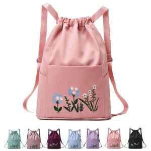 SRZ Multiuse Folding Bag, Travel Bag, College Bag, Trendy Waterproof Stylish Backpack, Lightweight Drawstring Bag for Girls Women, Duffle Bag - WITH EMBROIDERY