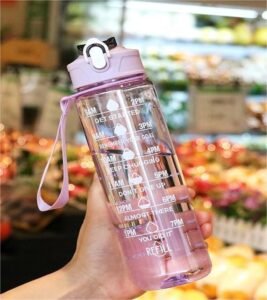 SAMRUKZONE SRZ Transparent Motivational Water Bottle (900 ML) with Time Marker, Leakproof, Durable, BPA Free, Non-Toxic Bottle for Fitness, Gym, Indoor, Outdoor (ANY AVAILABLE COLOR)